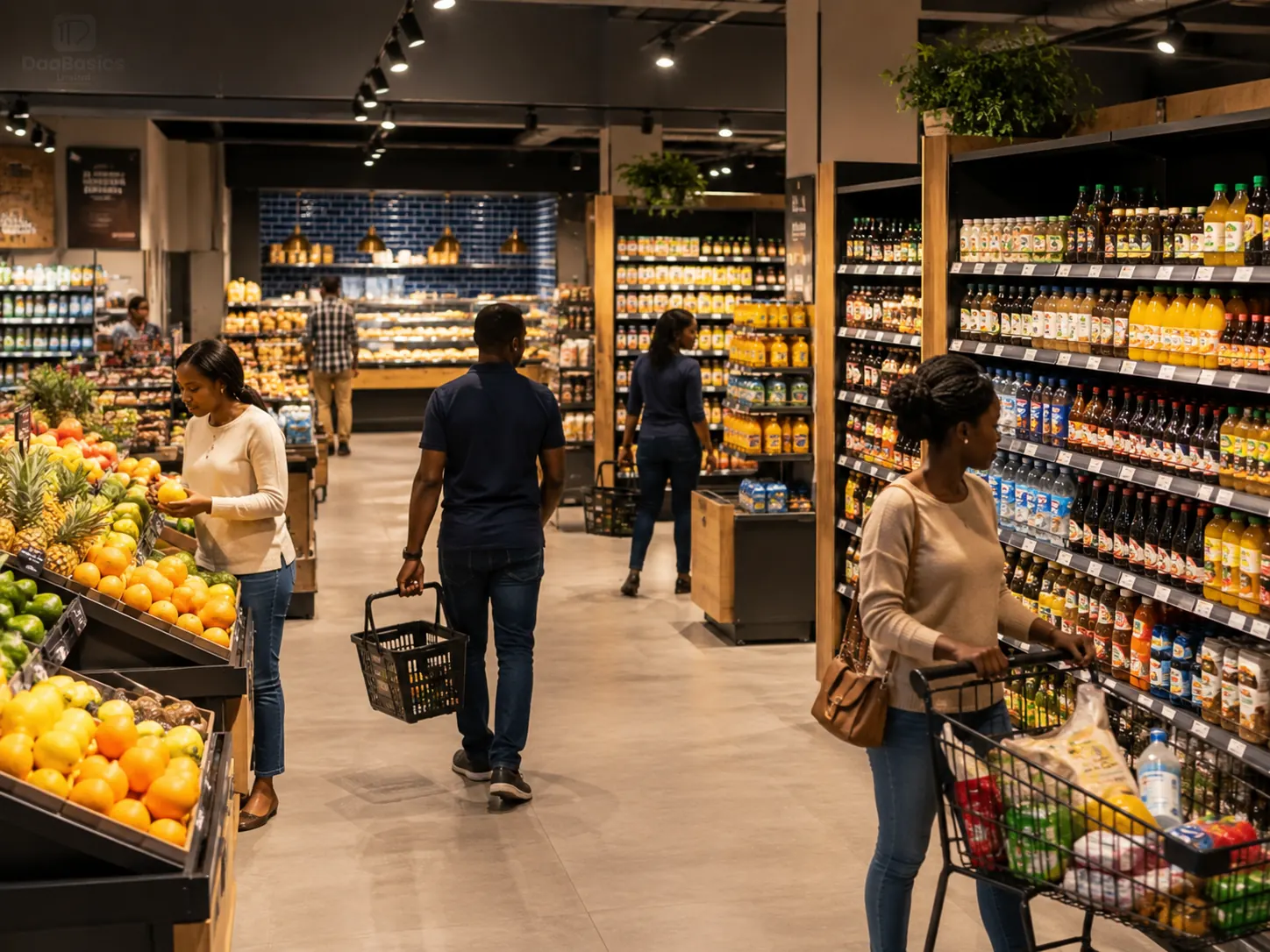 Customer selecting fresh produce in a retail store