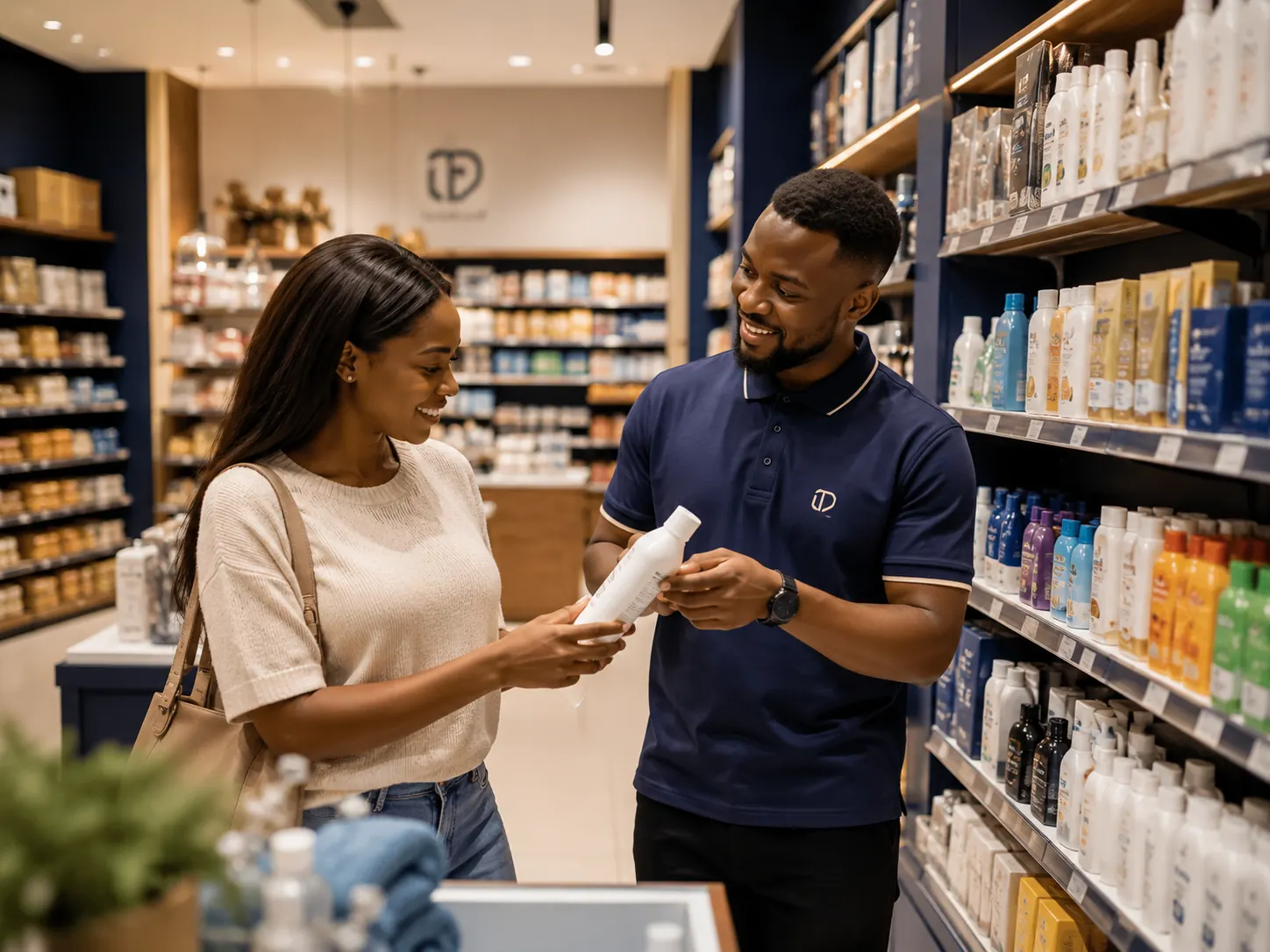 Retail team member assisting a customer
