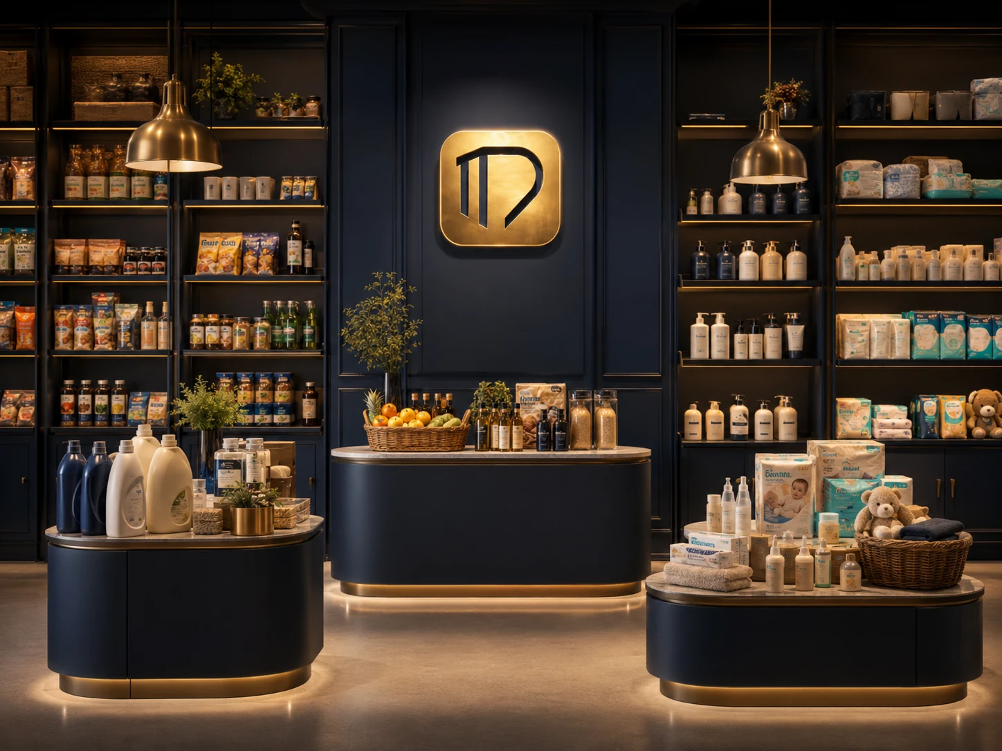 Connected DaaBasics retail display representing product categories and operating standards